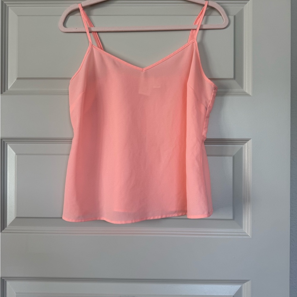 Anthropologie Bright Coral Spaghetti Strap Top